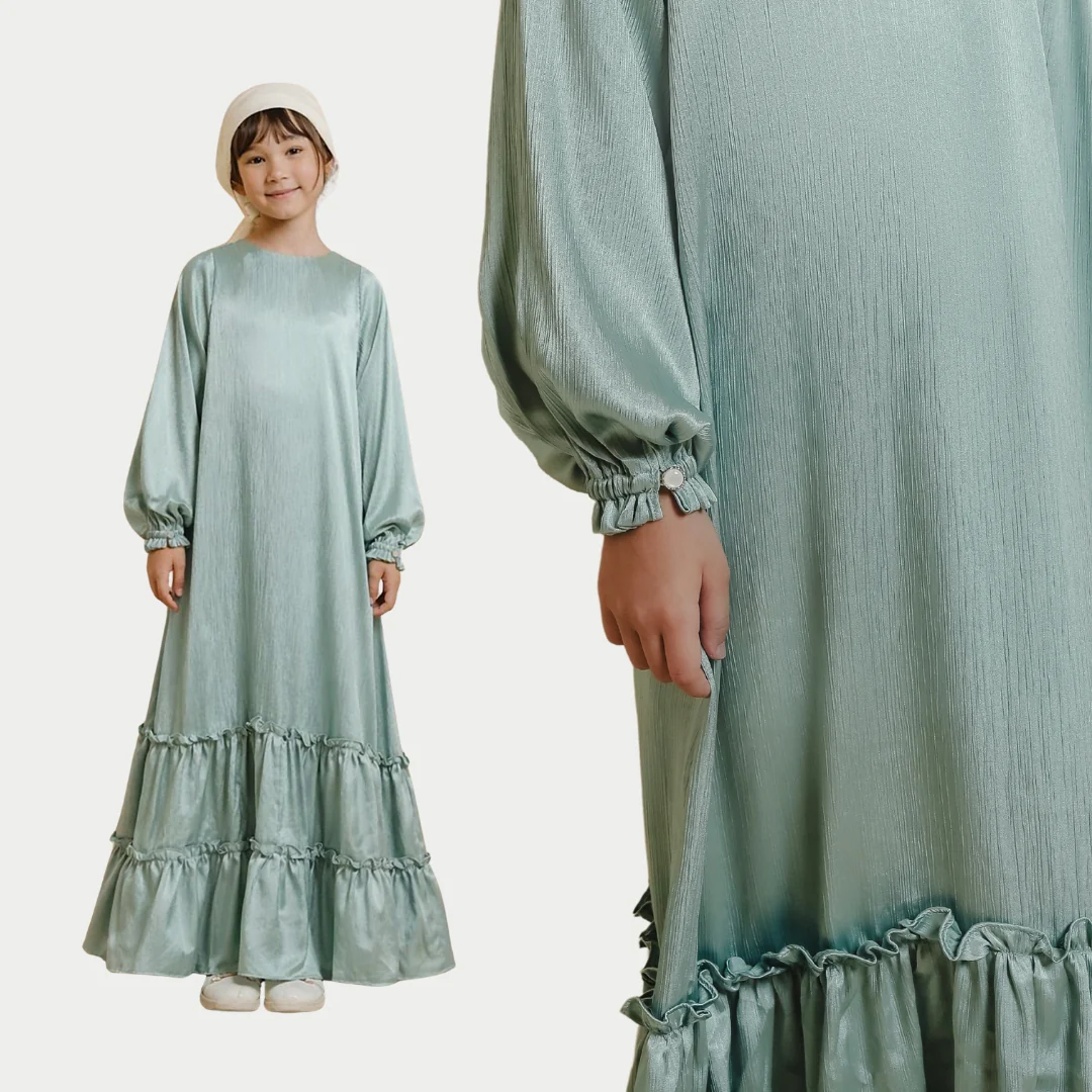 ZIEL KIDS - Alesha Dress Gamis Raya Terusan Brukat Bordir Premium Couple Mom & Girl - Image 3