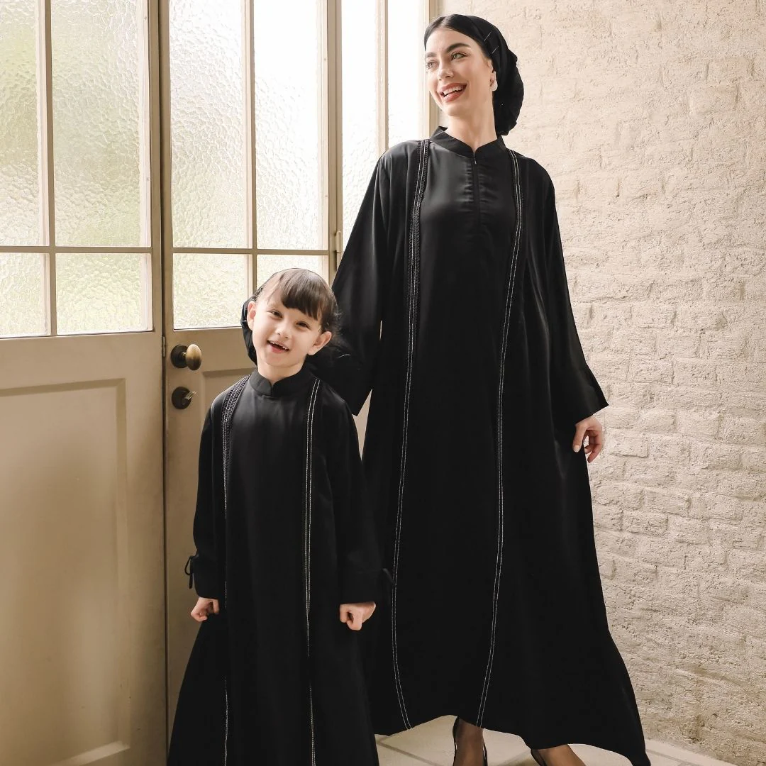 ZIEL KIDS - Hilya Dress Gamis Raya Terusan Silk Premium Couple Mom & Girl - Image 8