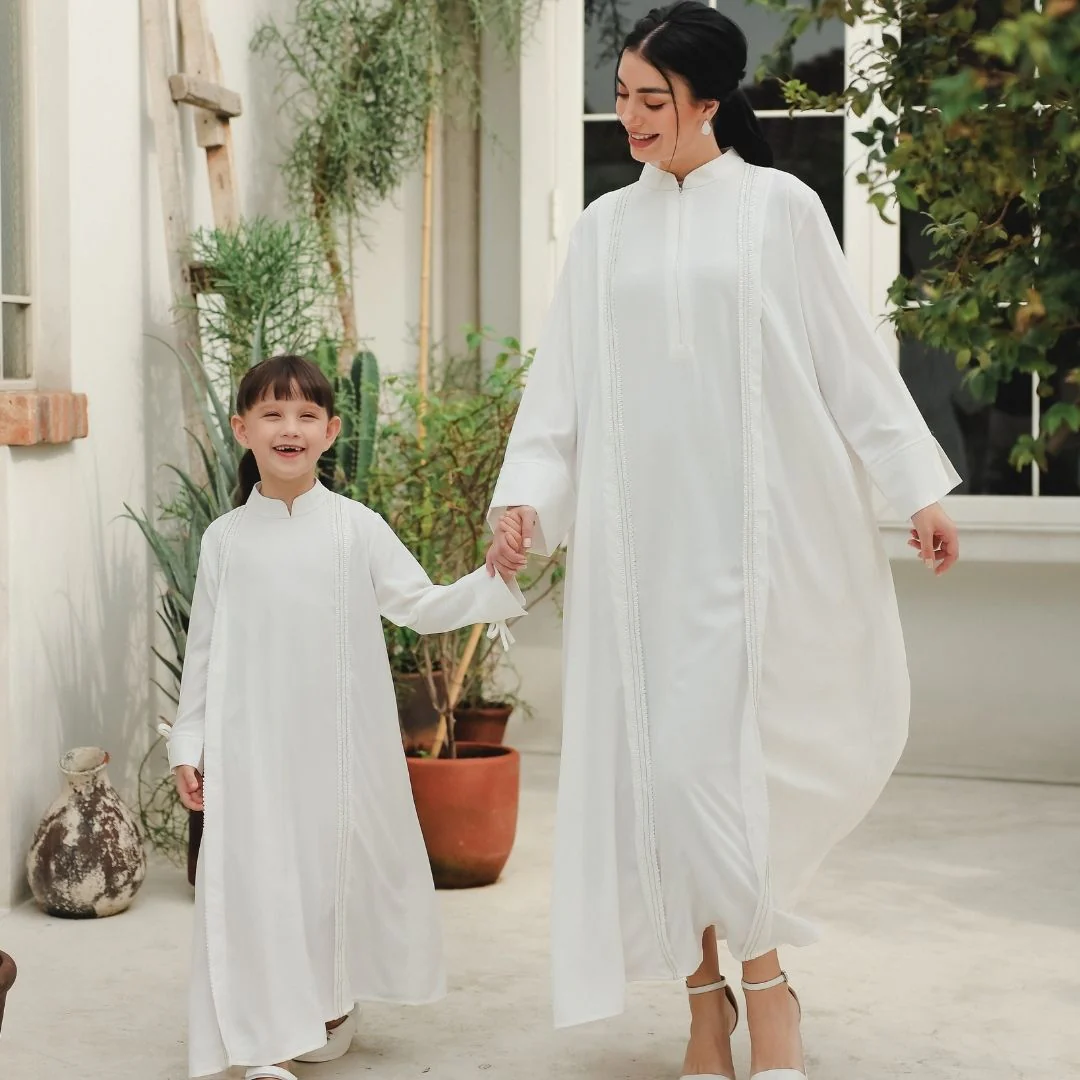ZIEL KIDS - Hilya Dress Gamis Raya Terusan Silk Premium Couple Mom & Girl - Image 9