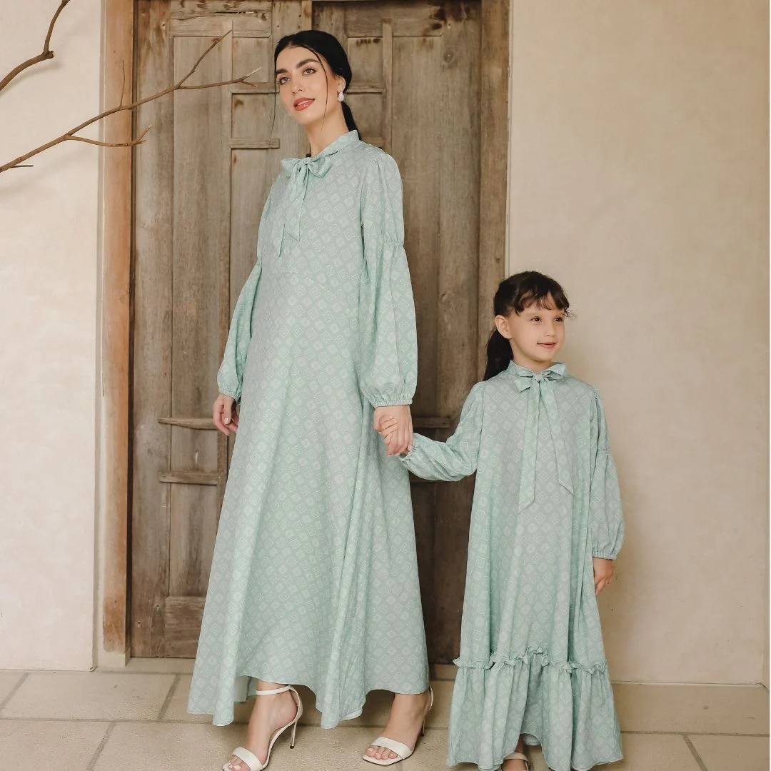 ZIEL KIDS - Mazaya Dress Gamis Raya Terusan Linen Premium Couple Mom & Girl - Image 8