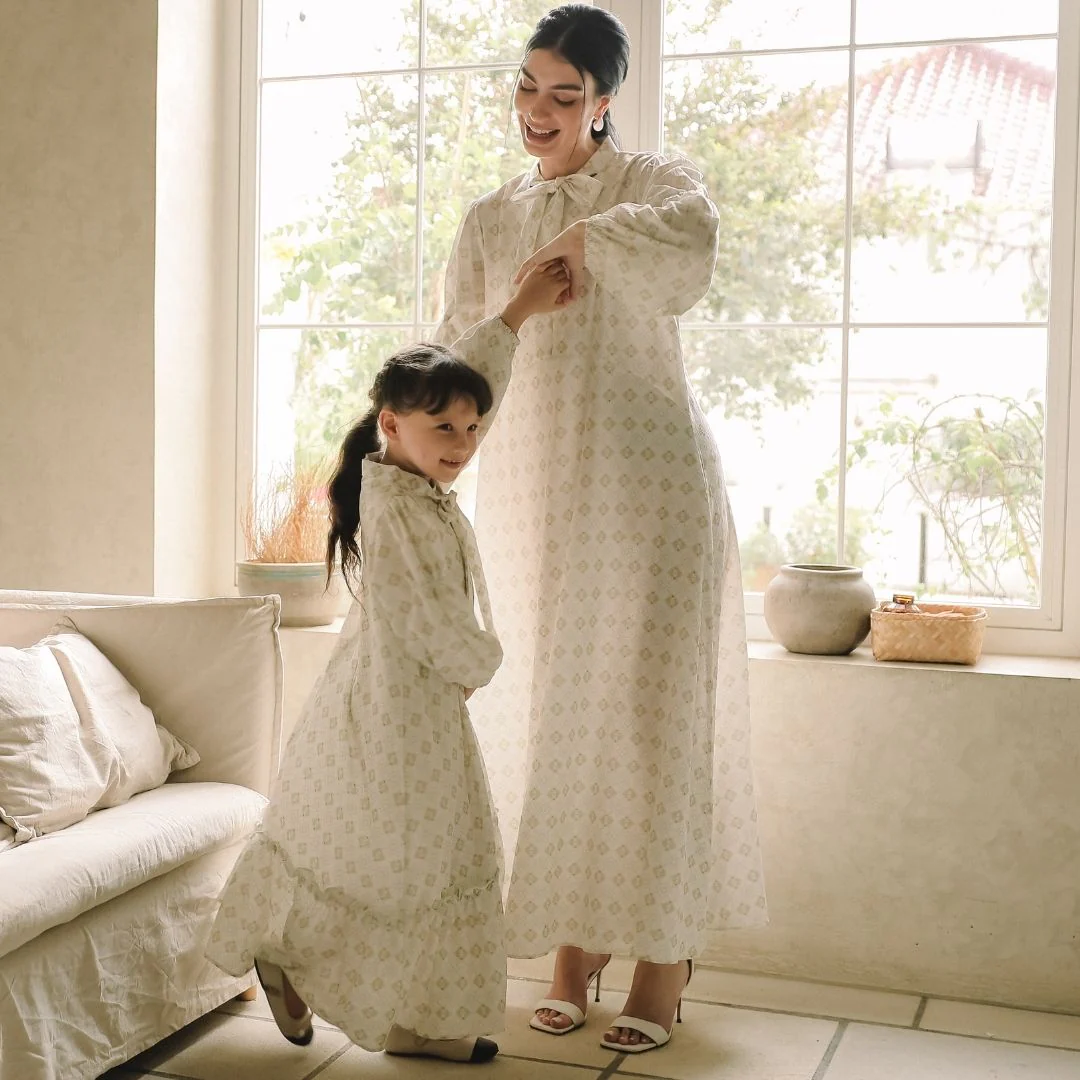 ZIEL KIDS - Mazaya Dress Gamis Raya Terusan Linen Premium Couple Mom & Girl - Image 9