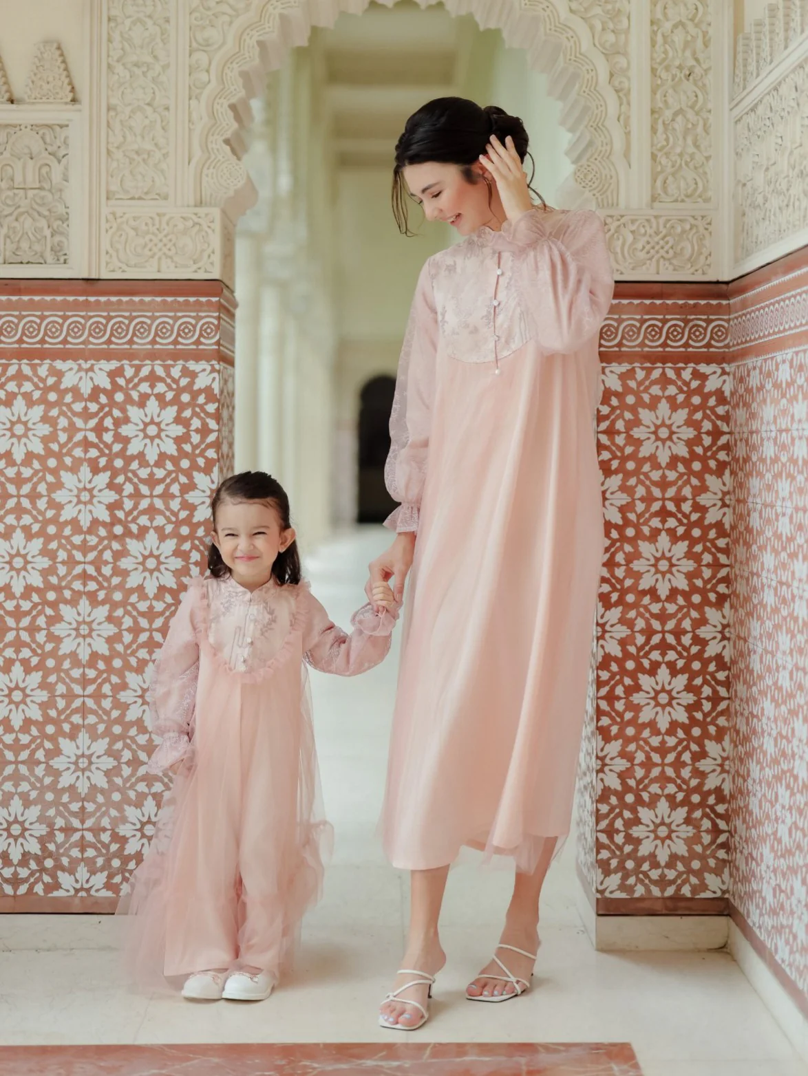 ZIEL KIDS - Najwa Dress Gamis Raya Terusan Satin Premium Couple Mom & Girl - Image 12