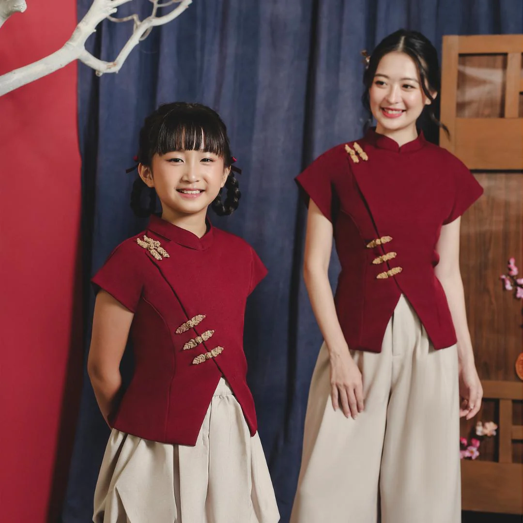 ZIEL KIDS - Aihan Set | CNY 2026 | Setelan Cheongsam Qipao Semiwool Premium | Couple Mom & Girl - Image 3