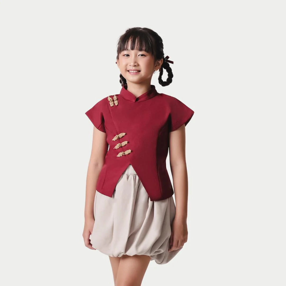 ZIEL KIDS - Aihan Set | CNY 2026 | Setelan Cheongsam Qipao Semiwool Premium | Couple Mom & Girl - Image 4