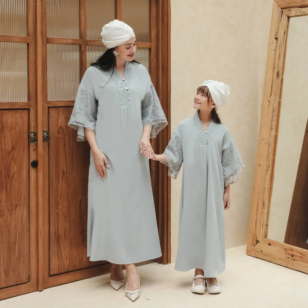 ZIEL KIDS - Amirah Dress Gamis Lebaran 2026 Terusan Satin Premium Couple Raya Mom & Girl - Image 3