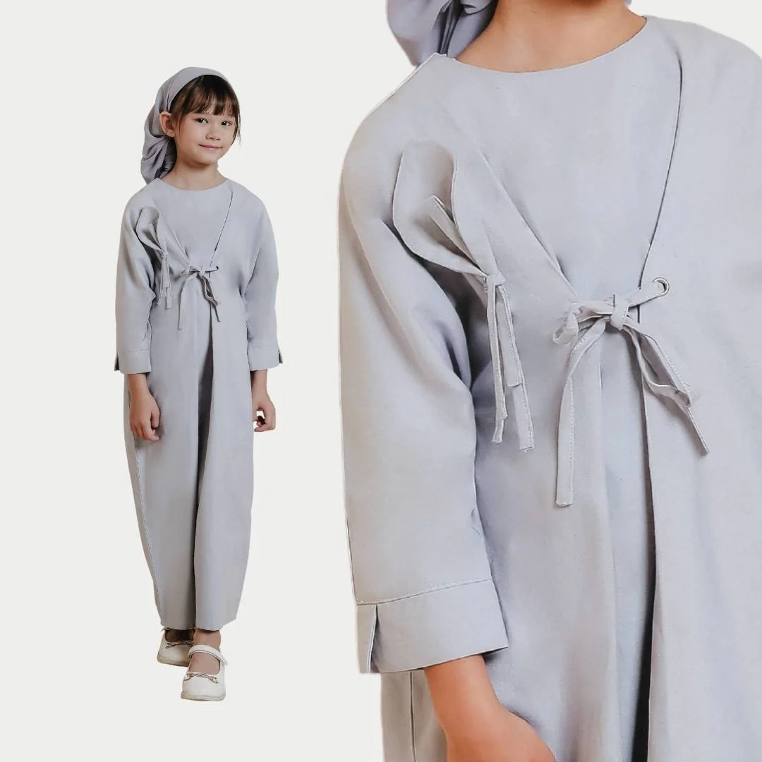 ZIEL KIDS - Athari Dress Gamis Lebaran 2026 Terusan Linen Premium Couple Raya Mom & Girl - Image 4