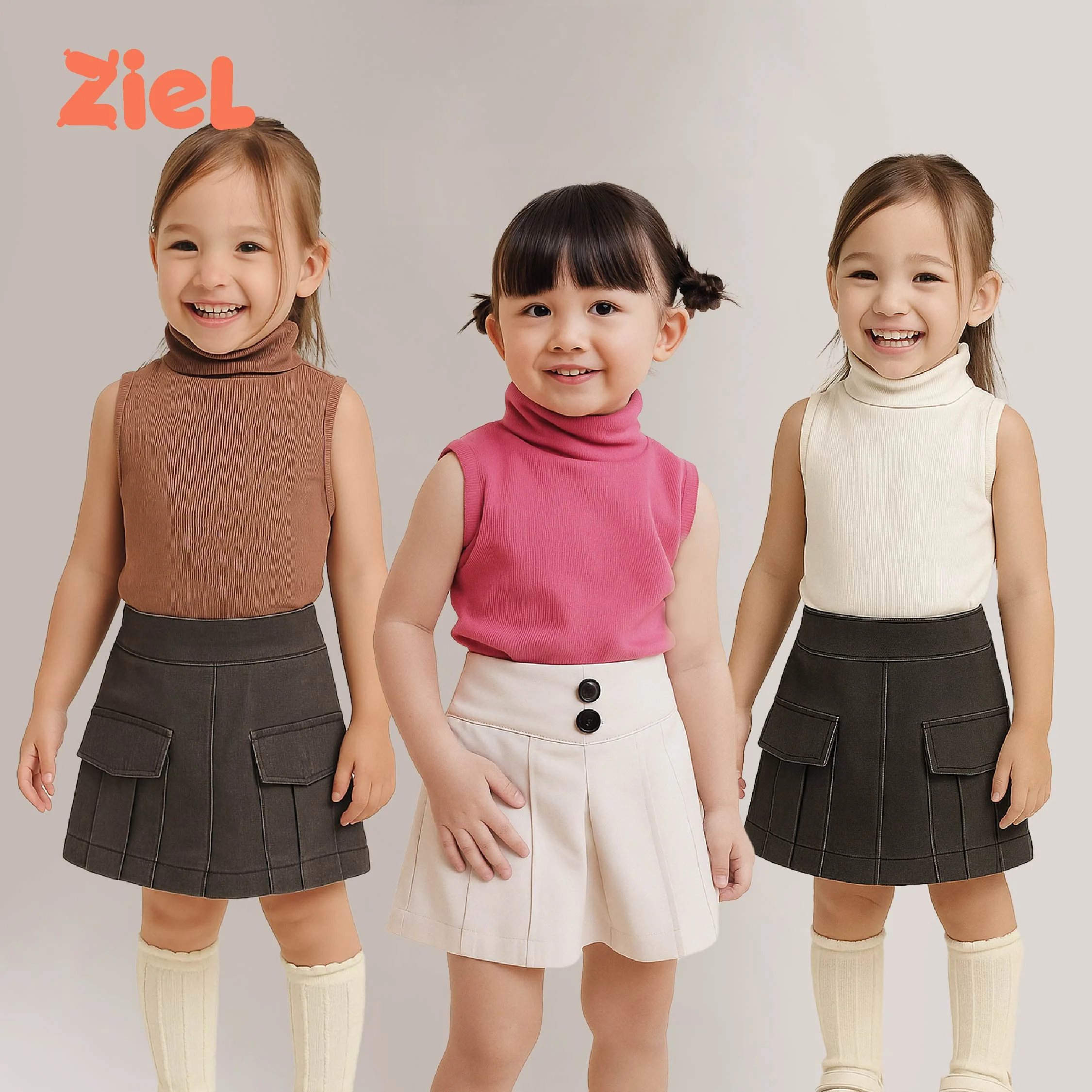 ZIEL KIDS Caca Top Baju Anak Perempuan Kaos Turtle Neck Rib Cotton Premium - Image 7