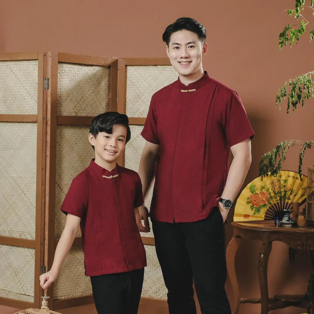 ZIEL KIDS - Chenle Cheongsam | CNY 2026 | Atasan Qipao Cotton Premium | Couple Dad & Boy - Image 3