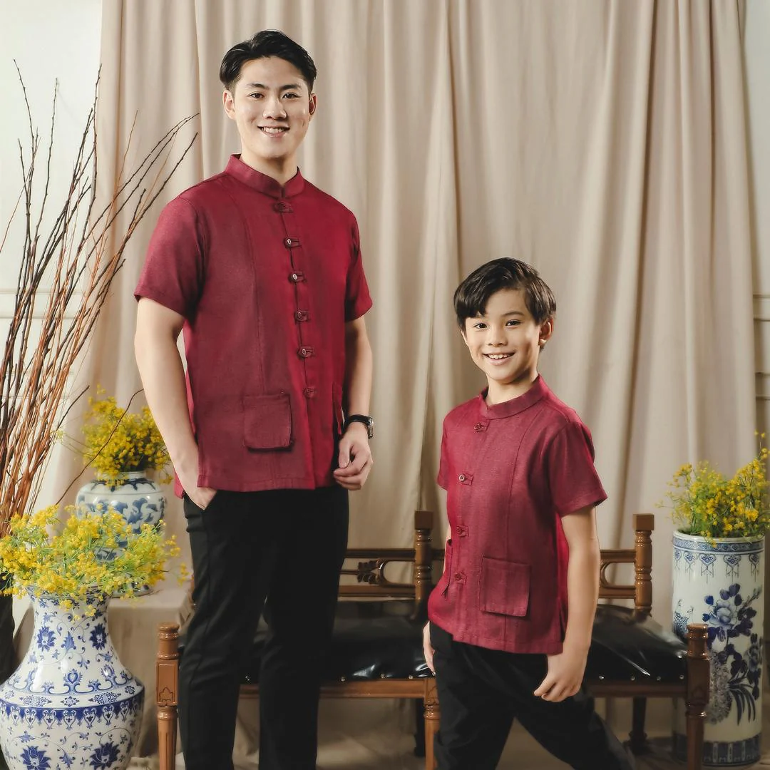 ZIEL KIDS - Han Cheongsam | CNY 2026 | Atasan Qipao Denim Cotton Premium | Couple Dad & Boy - Image 3