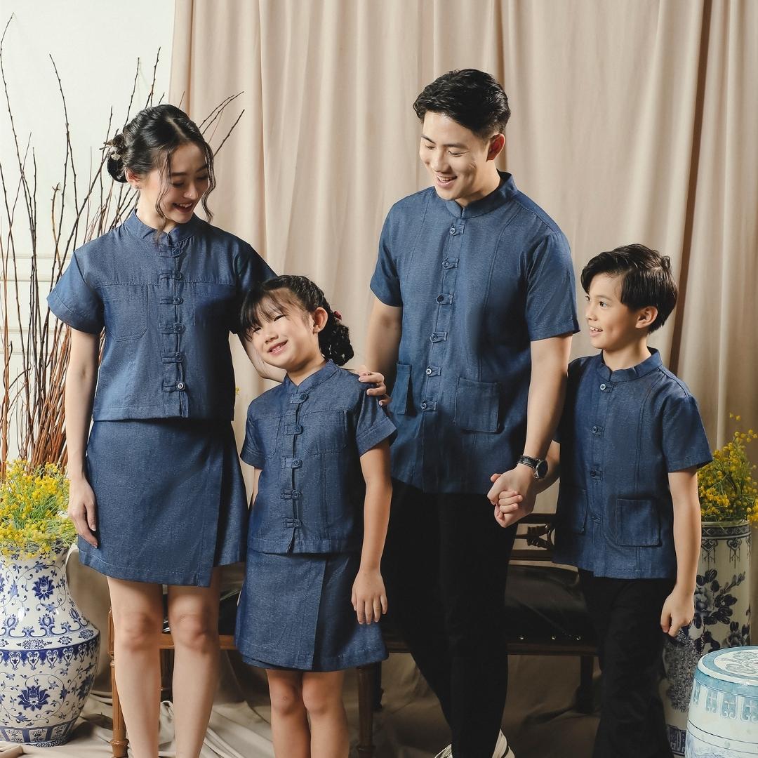 ZIEL KIDS - Han Cheongsam | CNY 2026 | Atasan Qipao Denim Cotton Premium | Couple Dad & Boy - Image 9
