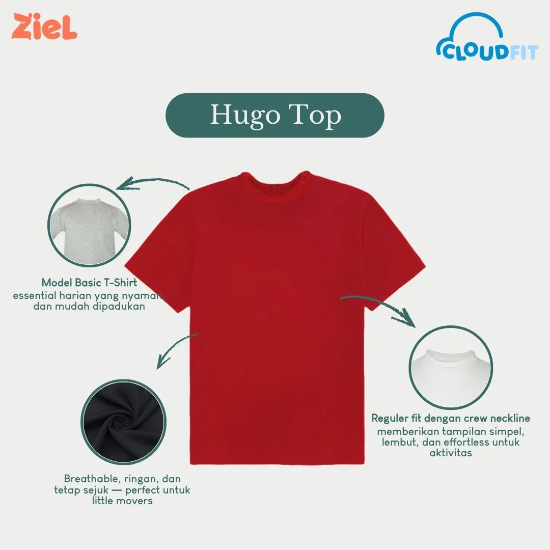 Ziel Kids - Hugo Top Baju Anak Laki-Laki Atasan Katun Cloudfit Premium - Image 4