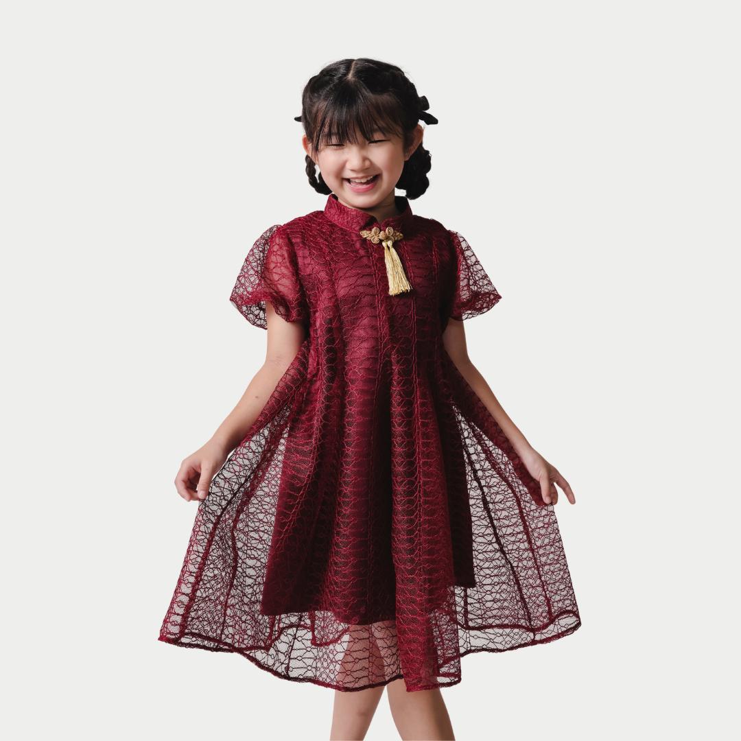 ZIEL KIDS - Leizu Dress | CNY 2026 | Terusan Cheongsam Qipao Lace Premium | Couple Mom & Girl - Image 4