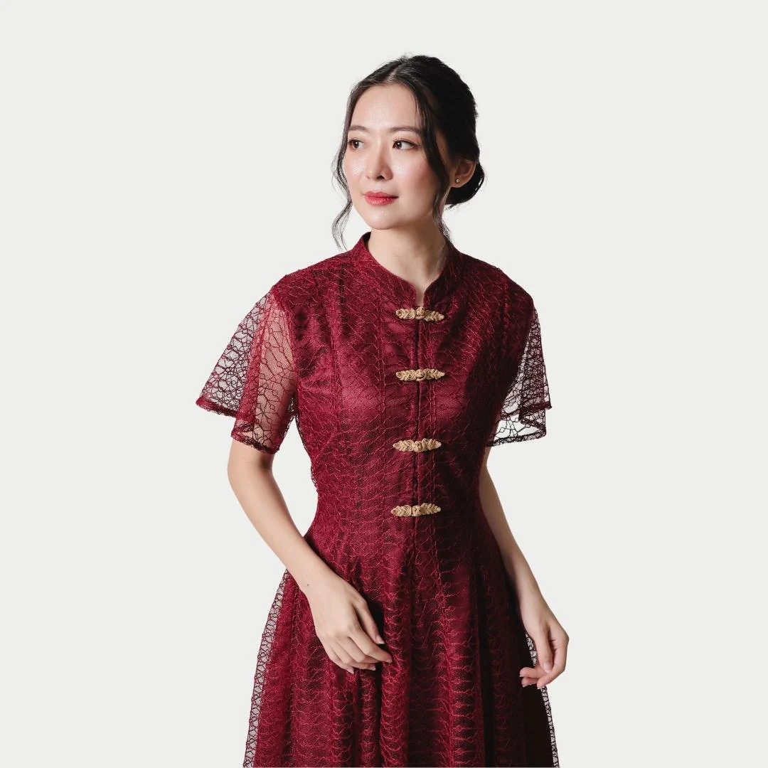 ZIEL KIDS - Leizu Dress | CNY 2026 | Terusan Cheongsam Qipao Lace Premium | Couple Mom & Girl - Image 6