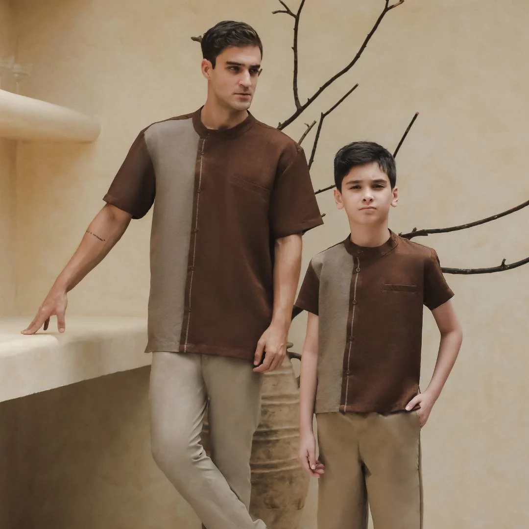 ZIEL KIDS - Rayyan Koko Lebaran 2026 Atasan Kemeja Katun Premium Couple Raya Dad & Boy - Image 3