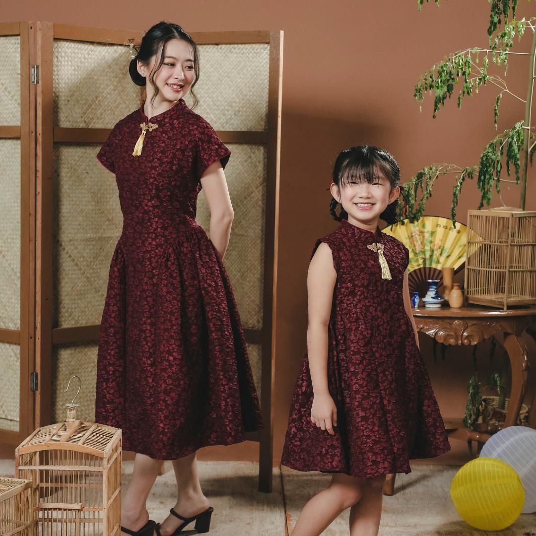 ZIEL KIDS - Rong Dress | CNY 2026 | Terusan Cheongsam Qipao jacquard Premium | Couple Mom & Girl - Image 3
