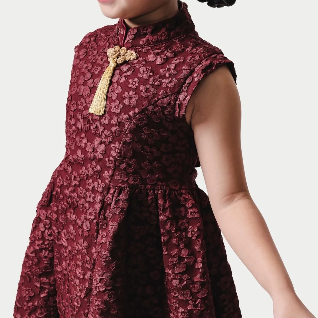 ZIEL KIDS - Rong Dress | CNY 2026 | Terusan Cheongsam Qipao jacquard Premium | Couple Mom & Girl - Image 6