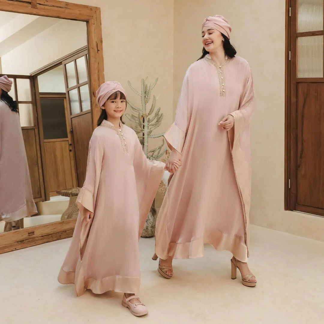 ZIEL KIDS - Samara Dress Gamis Lebaran 2026 Terusan Satin Premium Couple Raya Mom & Girl - Image 3