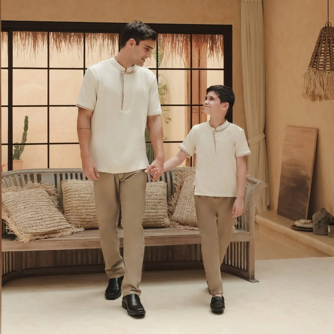 ZIEL KIDS - Sidqi Koko Lebaran 2026 Atasan Kemeja Katun Premium Couple Raya Dad & Boy - Image 3