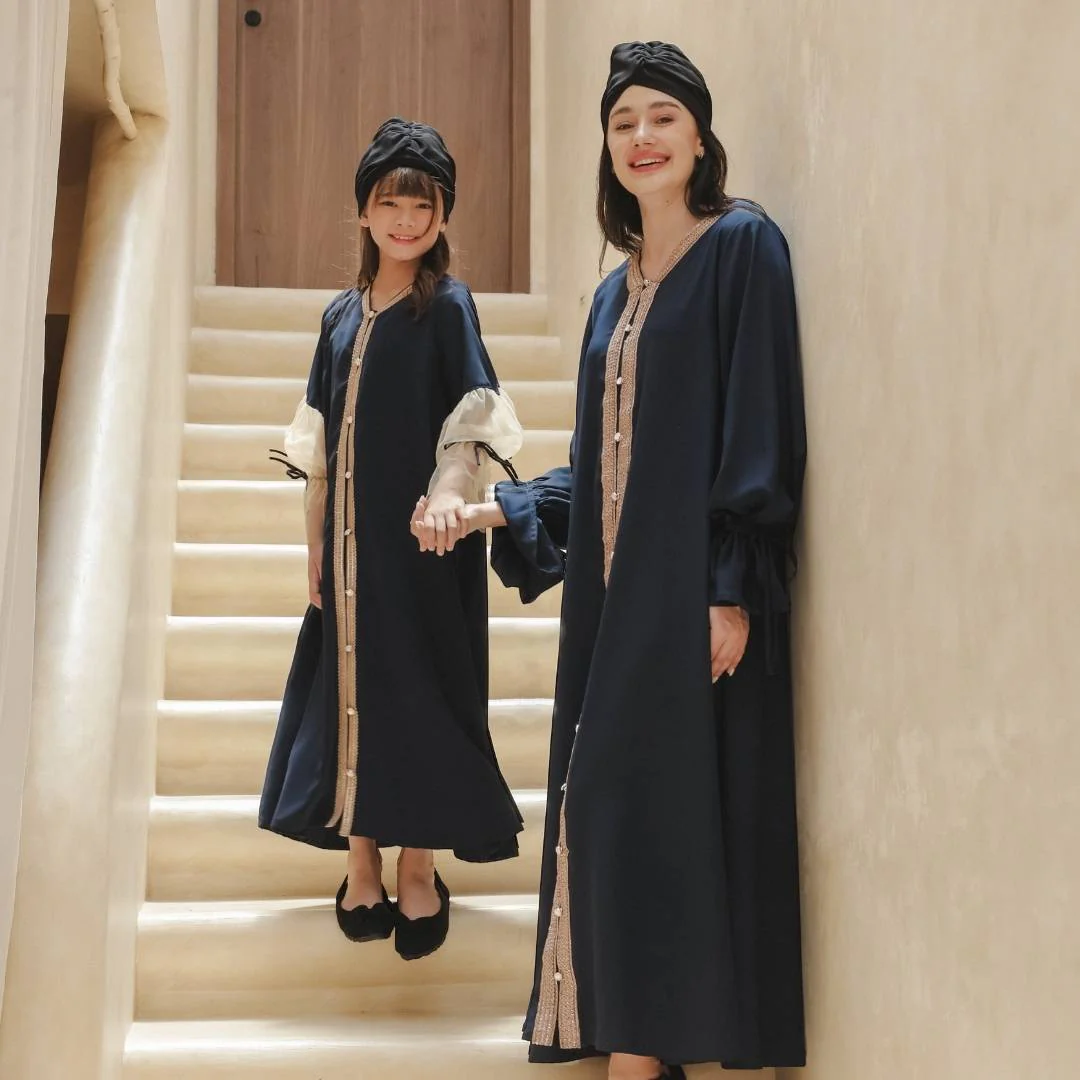 ZIEL KIDS - Tisha Dress Gamis Lebaran 2026 Terusan Satin Premium Couple Raya Mom & Girl - Image 3