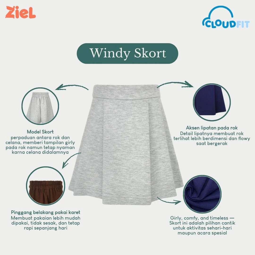 Ziel Kids - Windy Skort Anak Perempuan Bawahan Rok Celana Katun Cloudfit Premium - Image 4