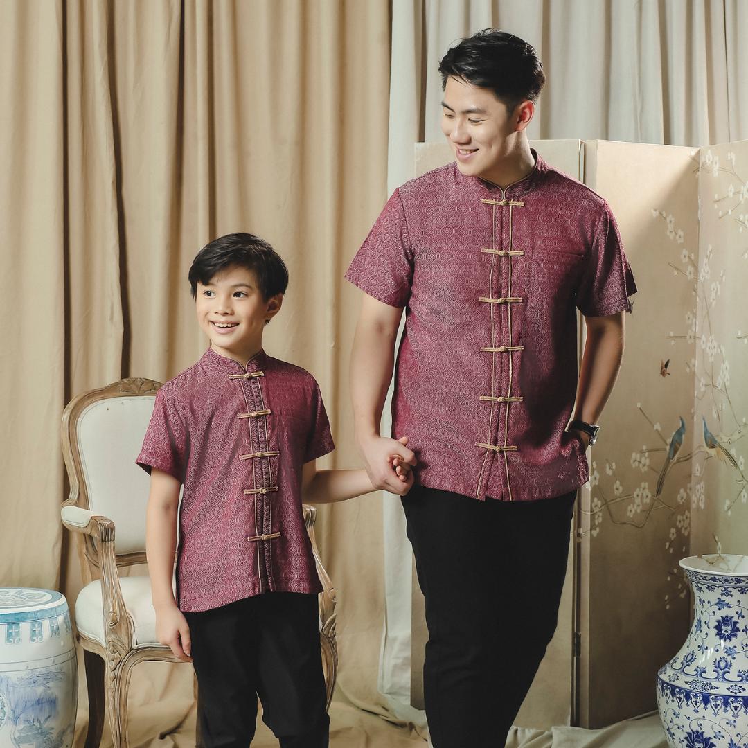 ⁠ZIEL KIDS - Yong Cheongsam | CNY 2026 | Atasan Qipao Rayon Dobby Premium | Couple Dad & Boy - Image 3