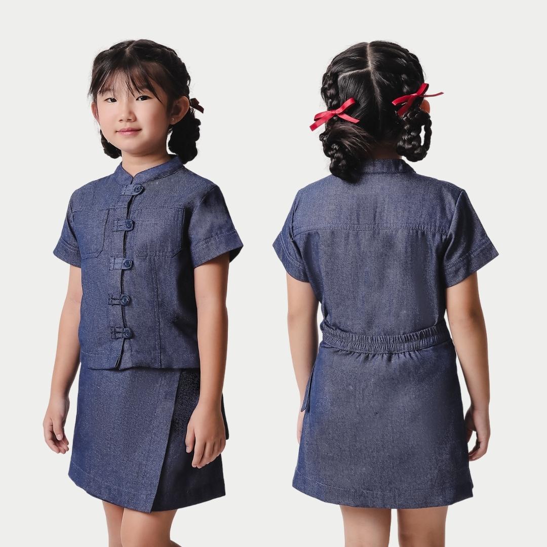ZIEL KIDS - Yuan Set | CNY 2026 | Setelan Cheongsam Qipao Denim Cotton Premium | Couple Mom & Girl - Image 7