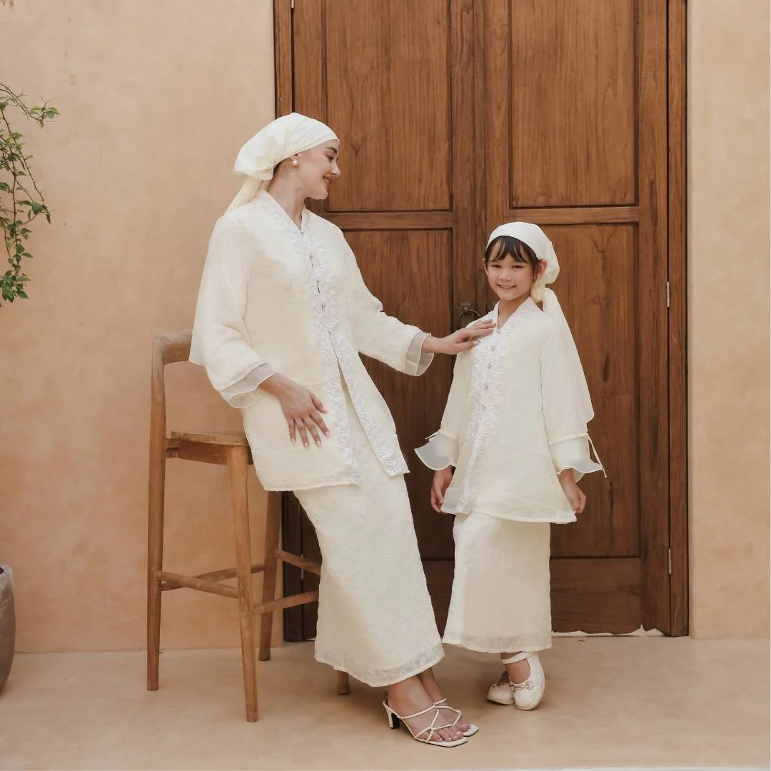 ZIEL KIDS - Zahra Set Lebaran 2026 Setelan Katun Bordir Premium Couple Raya Mom & Girl - Image 3