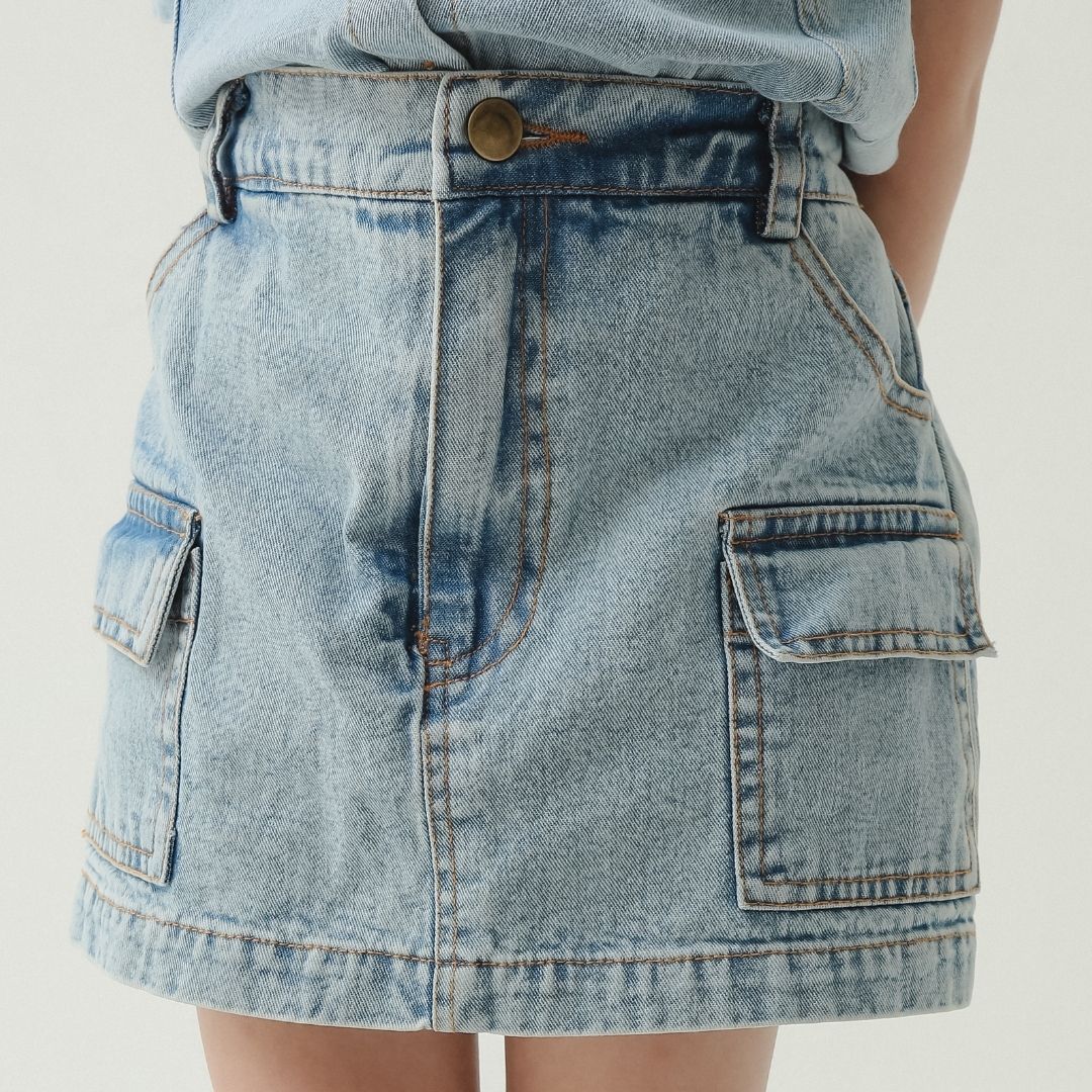 ZIEL x VERENA - Shinobu Skort Bawahan Denim Premium Couple Mom & Girl - Image 3