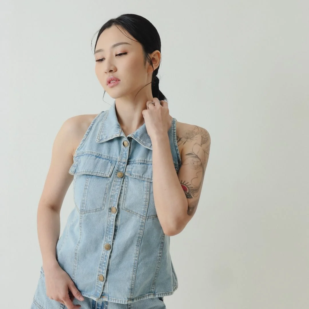ZIEL x VERENA - Shinobu Top Atasan Denim Premium Couple Mom & Kids - Image 3