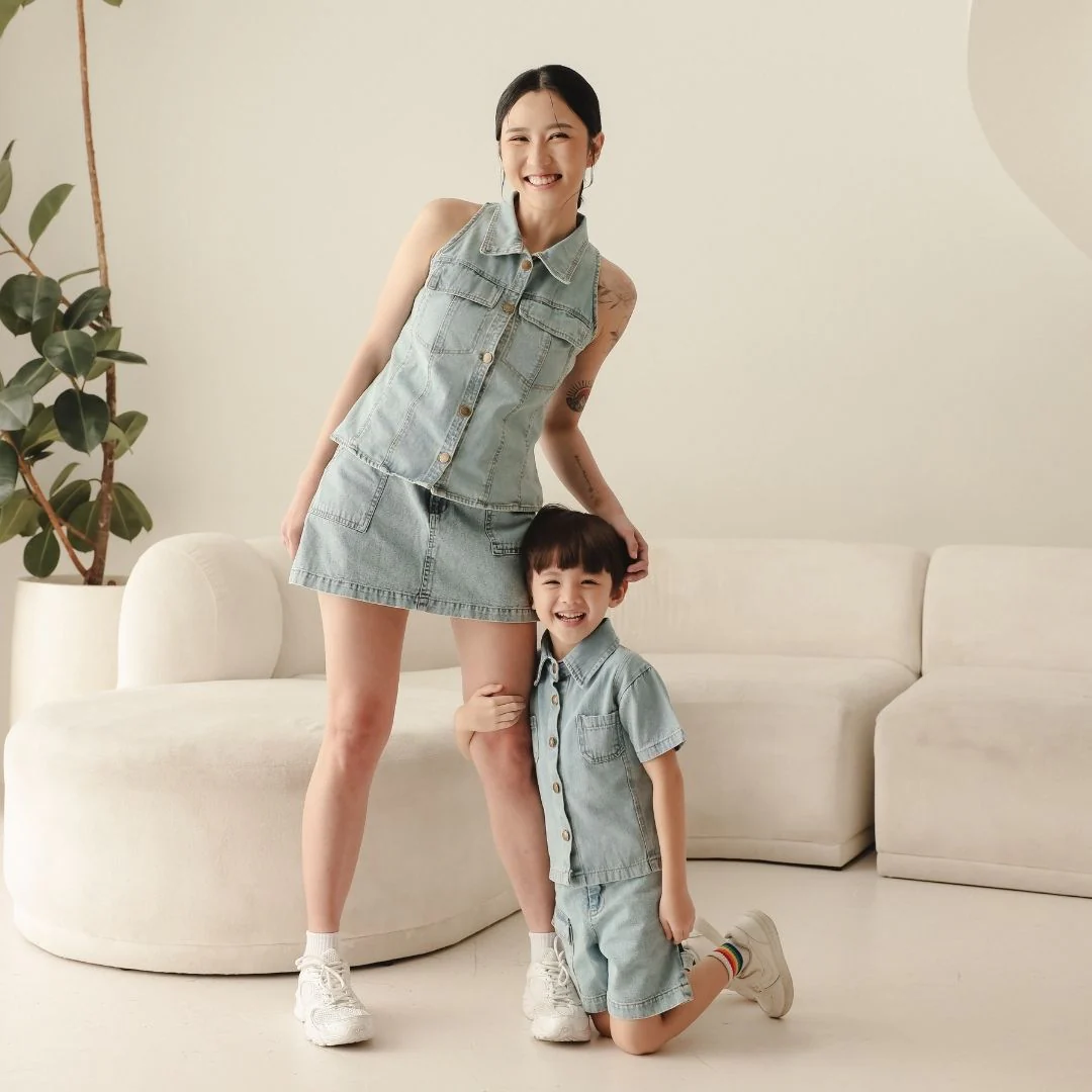 ZIEL x VERENA - Shinobu Top Atasan Denim Premium Couple Mom & Kids - Image 6
